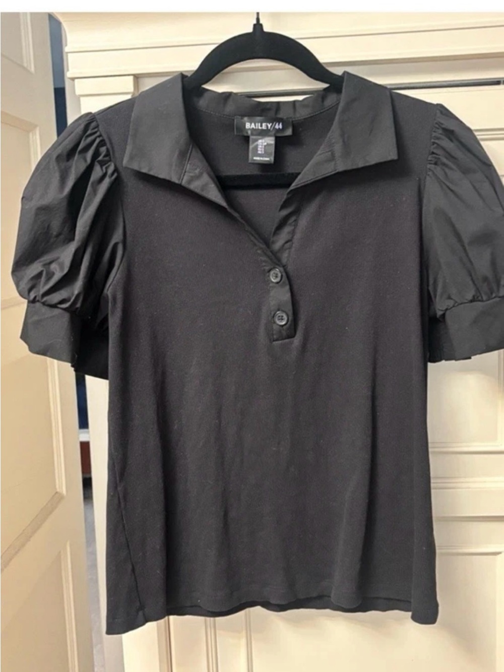 Women’s Bailey 44 Black Puff Sleeve Polo Top